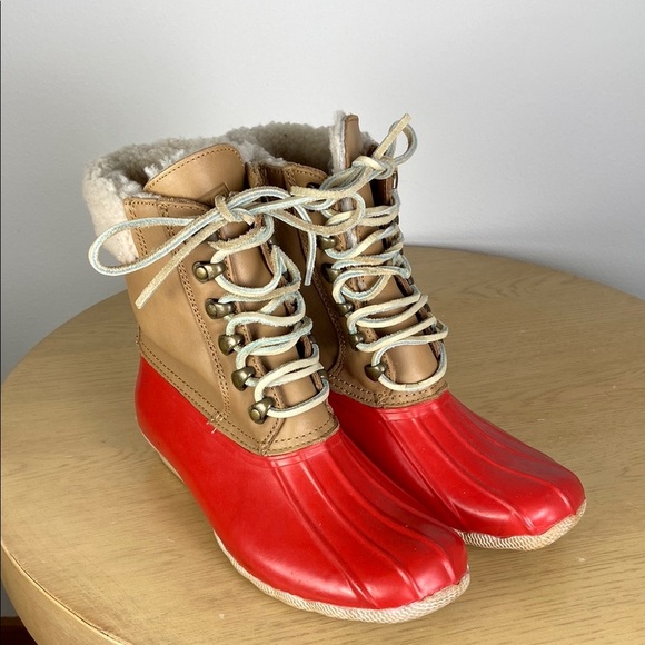 Sperry Shoes - Sperry Top Sider Red Tan Women's 7 Duck Boot Winter Snow Outdoor Shoe Colorful